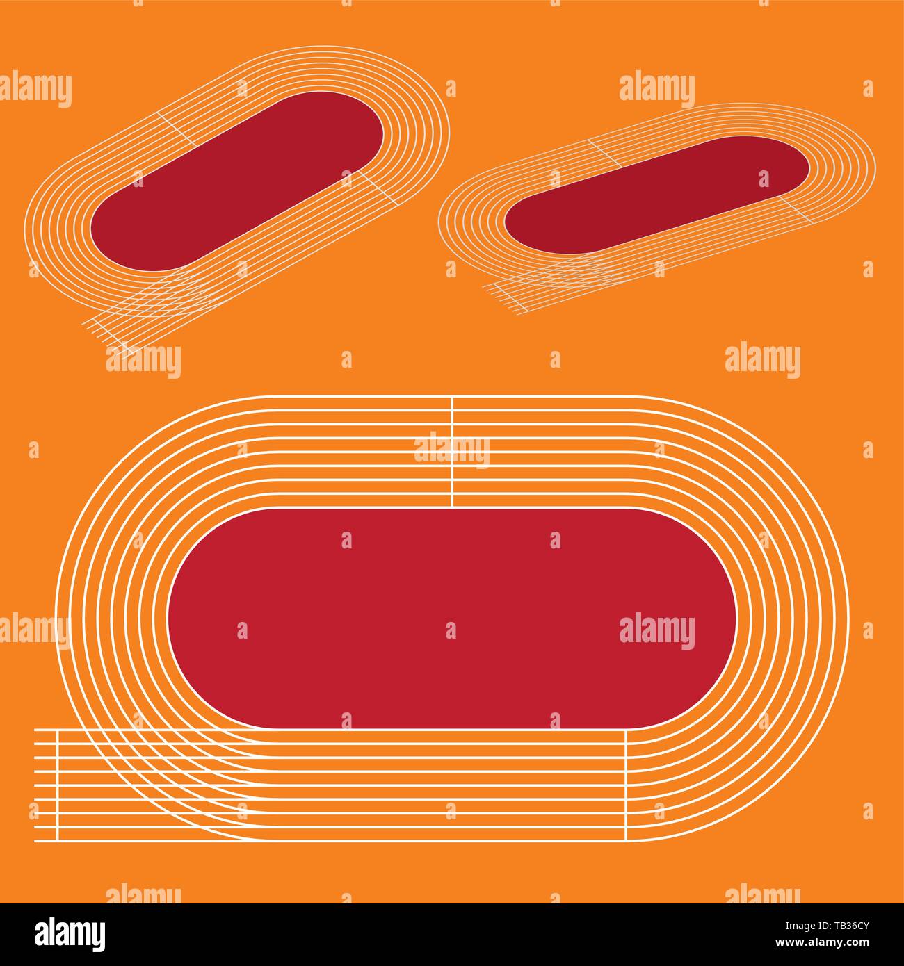 Vector Illustration. Plan der Leichtathletik Stadion aus unterschiedlichen Perspektiven. Stock Vektor