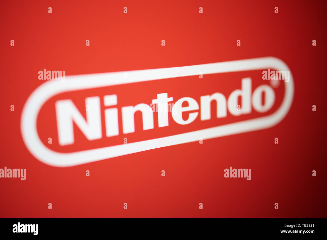 Nahaufnahme auf Nintendo logo fotografiert von der Website. Stockfoto