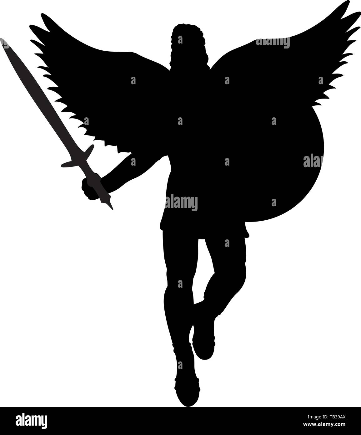 Ares Gott Krieg Flügel Silhouette der antiken Mythologie fantasy Stock Vektor