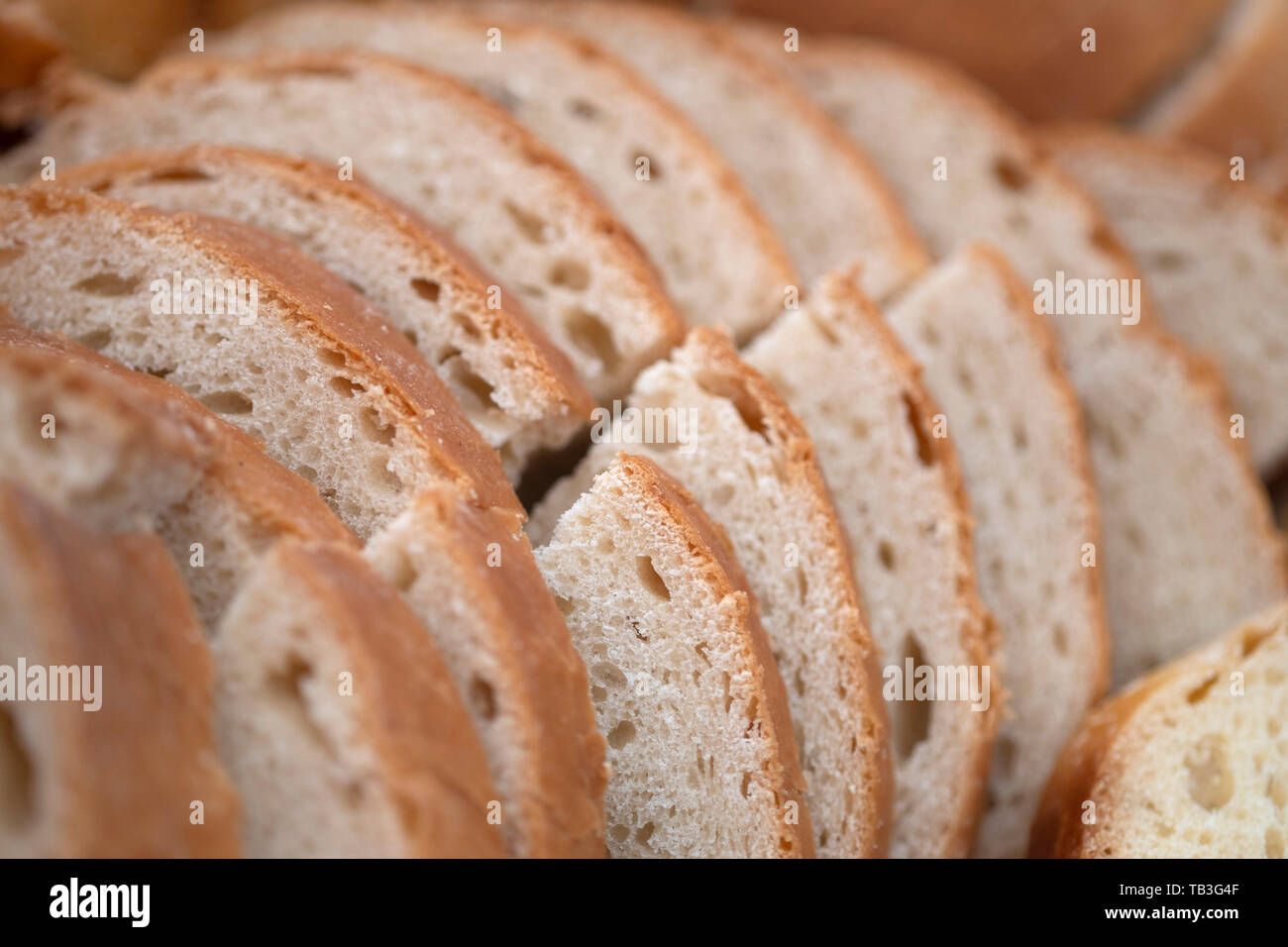 Nahaufnahme Foto von Scheiben Brot Stockfoto