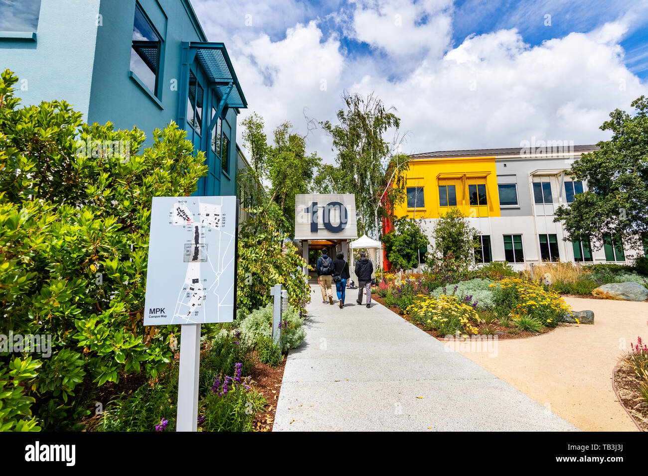 Mai 26, 2019 Menlo Park/CA/USA - Eingang in die Facebook Campus, in Silicon Valley Stockfoto