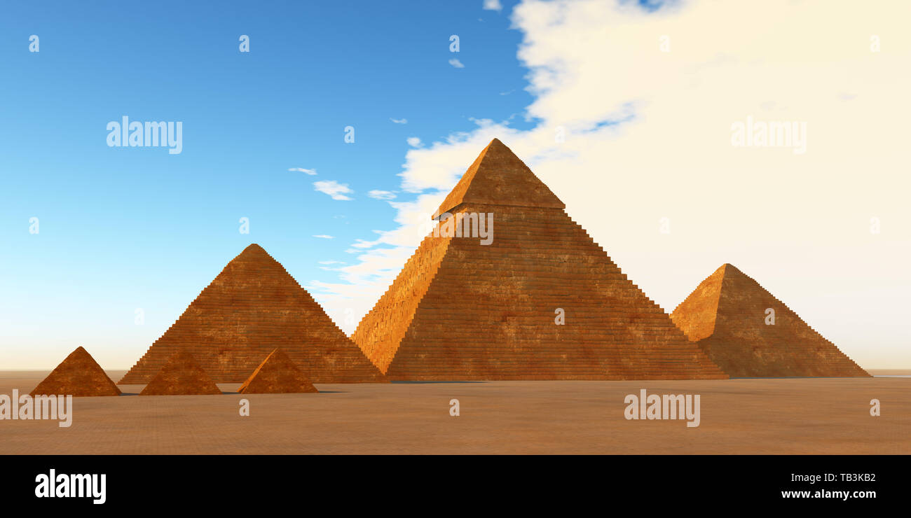 Die großen Pyramiden - ein Weltwunder der Pyramiden für 4000 Jahre auf dem Plateau von Gizeh in Ägypten gestanden haben. Stockfoto