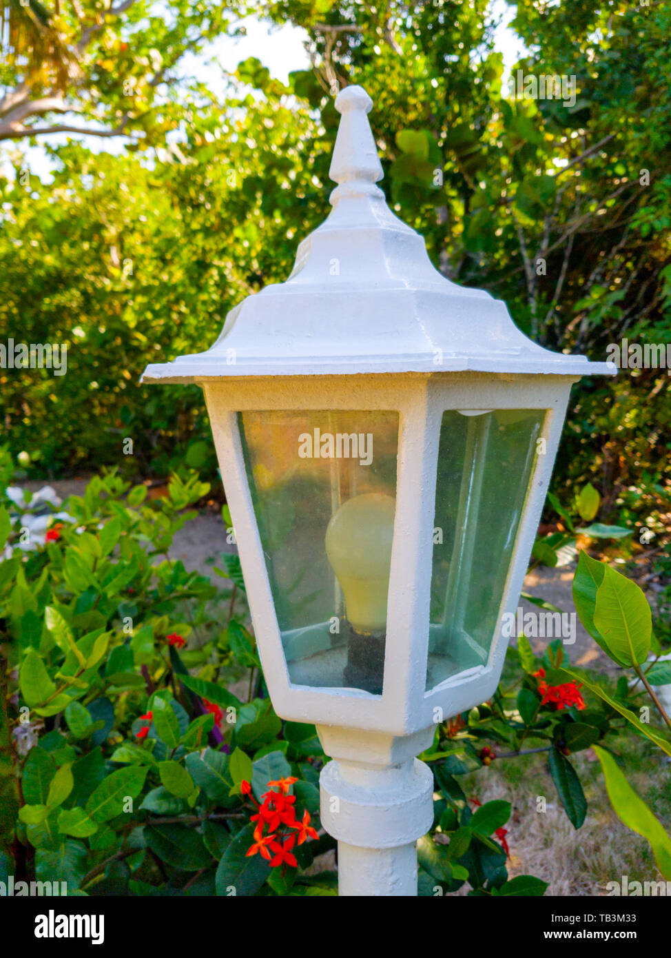 Metall Lampe mit mehreren Glühlampen Stockfoto