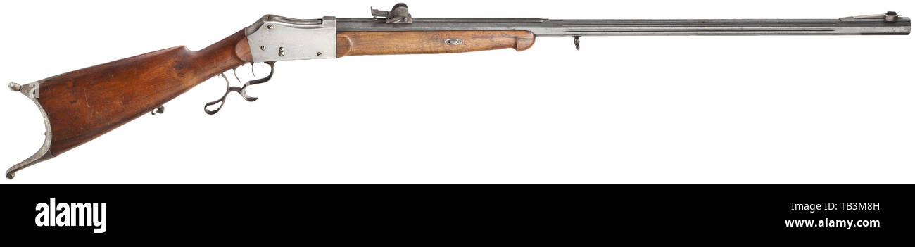 Die langen Arme, moderne Systeme, Sport Gewehr Stucki, Solothurn ca. 1880, Kaliber 7,5 x 55, ohne Nummer, Additional-Rights - Clearance-Info - Not-Available Stockfoto