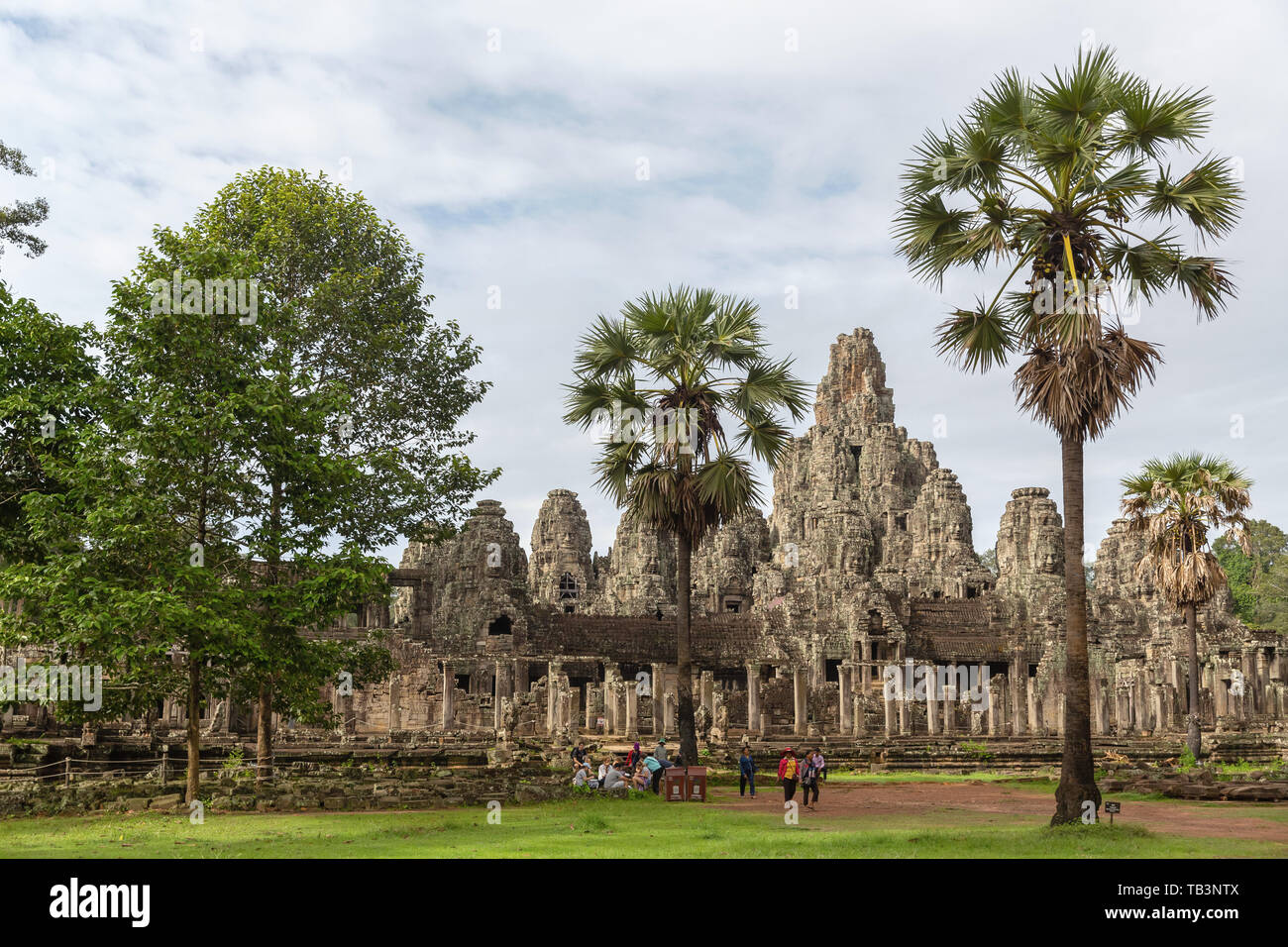 Alte steinerne Gesichter des Bayon Tempel, Angkor Thom, UNESCO-Weltkulturerbe, Provinz Siem Reap, Kambodscha, Indochina, Südostasien, Asien Stockfoto