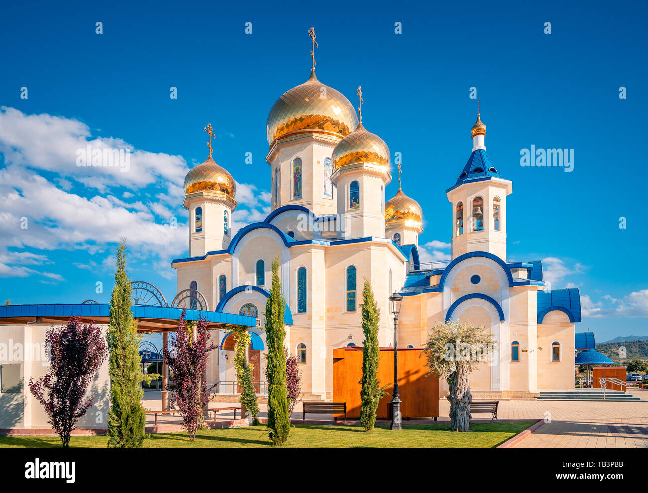 Russischen Stil orthodoxe Kirche, geweiht dem heiligen Andreas im Dorf Episkopio der in Zypern Stockfoto
