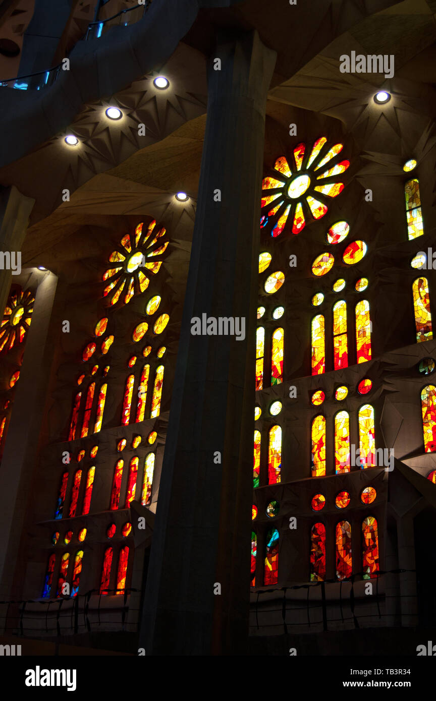 Innenraum der Sagrada Familia, Barcelona, Spanien Stockfoto