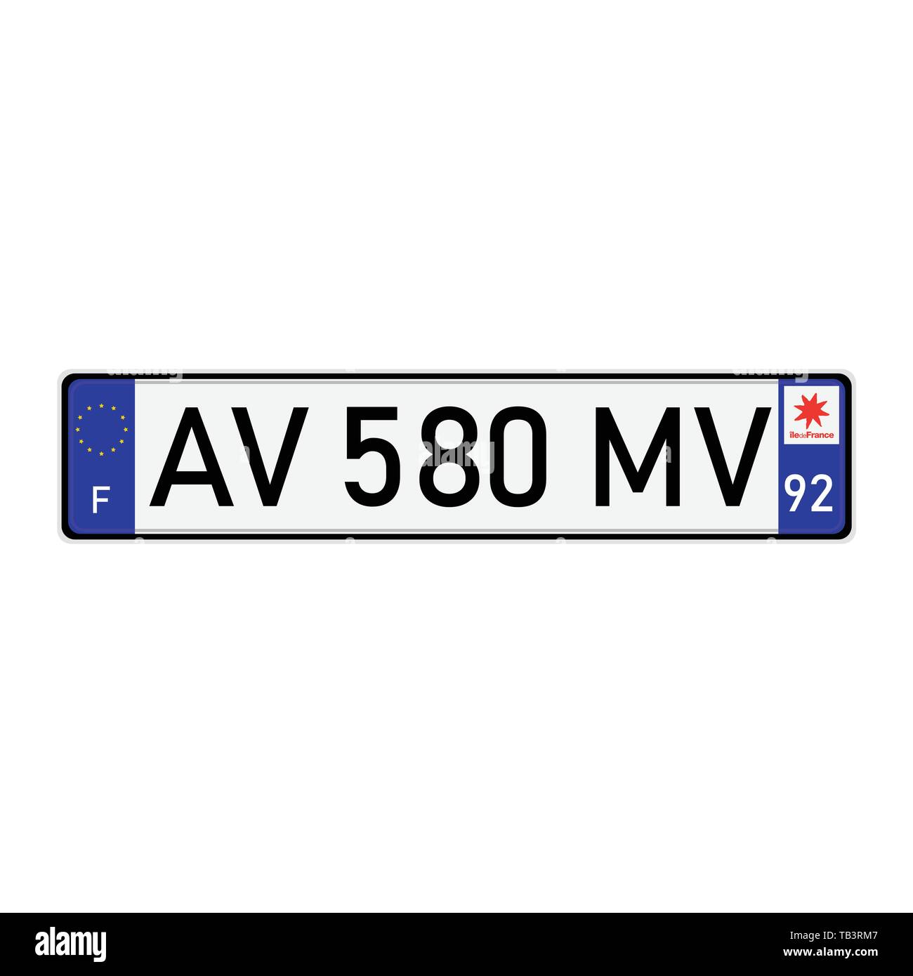Frankreich Europäische Union Auto Nummernschild Kennzeichen Stock Vektor
