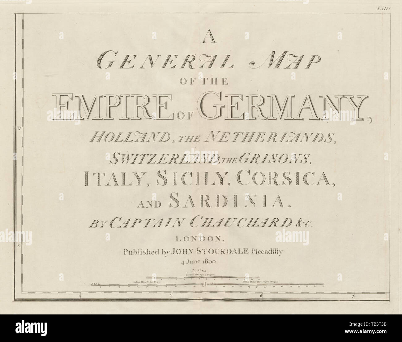 Allgemeine Karte des Reiches in Deutschland…. Titel Blatt. CHAUCHARD/STOCKDALE 1800 Stockfoto