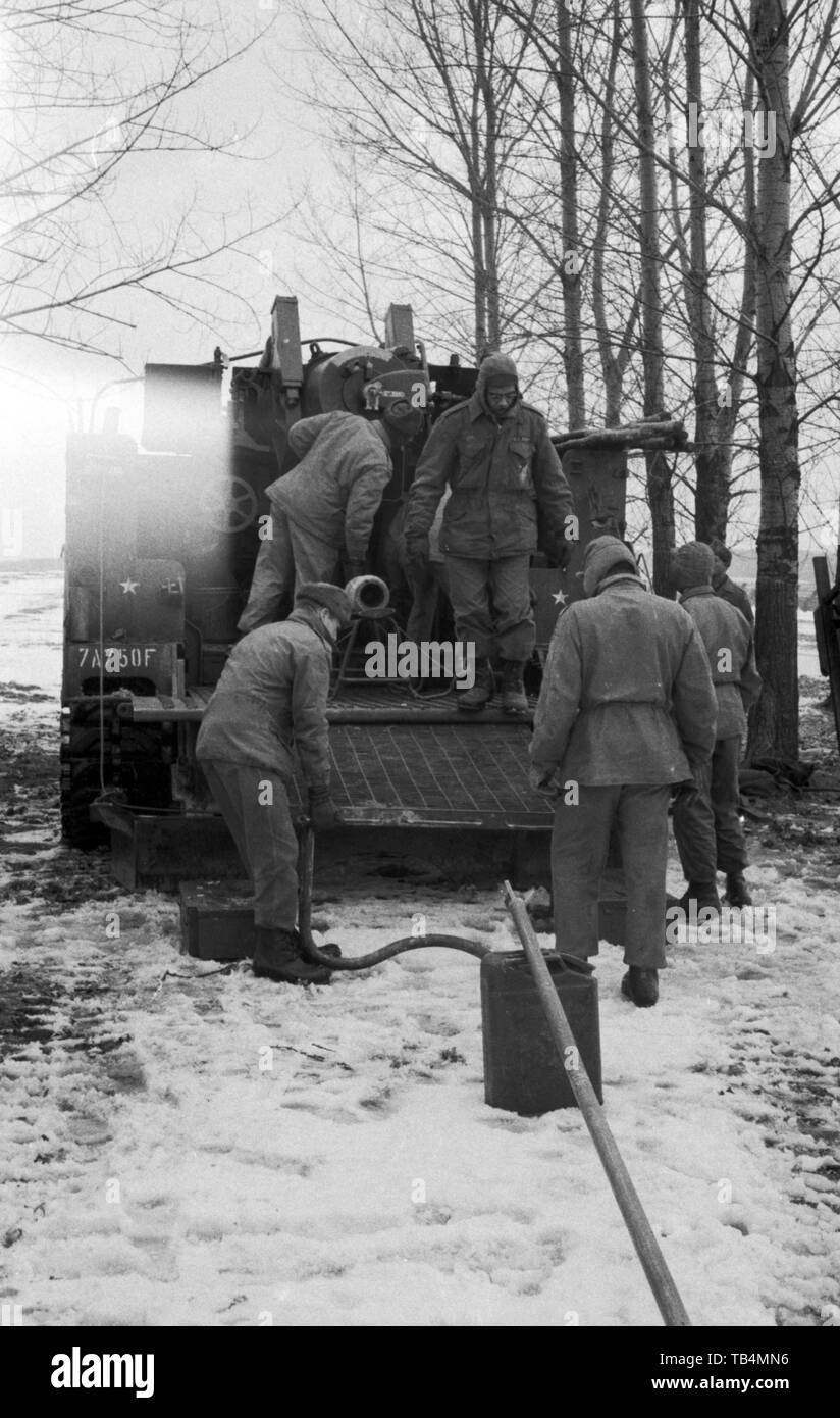 US-Armee/United States Army 74th Field Artillery Battalion - SELBSTFAHRLAFETTE M43 203 mm Gun Motor Carriage GMC M 43 8 Zoll Stockfoto