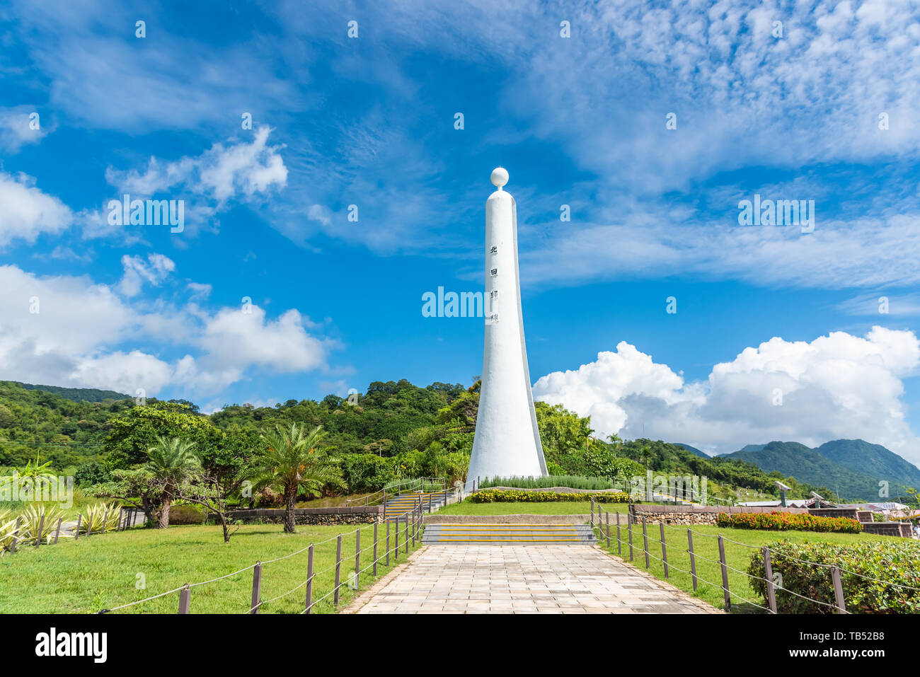 Das Denkmal der Wendekreis des Krebses in Taiwan. Stockfoto