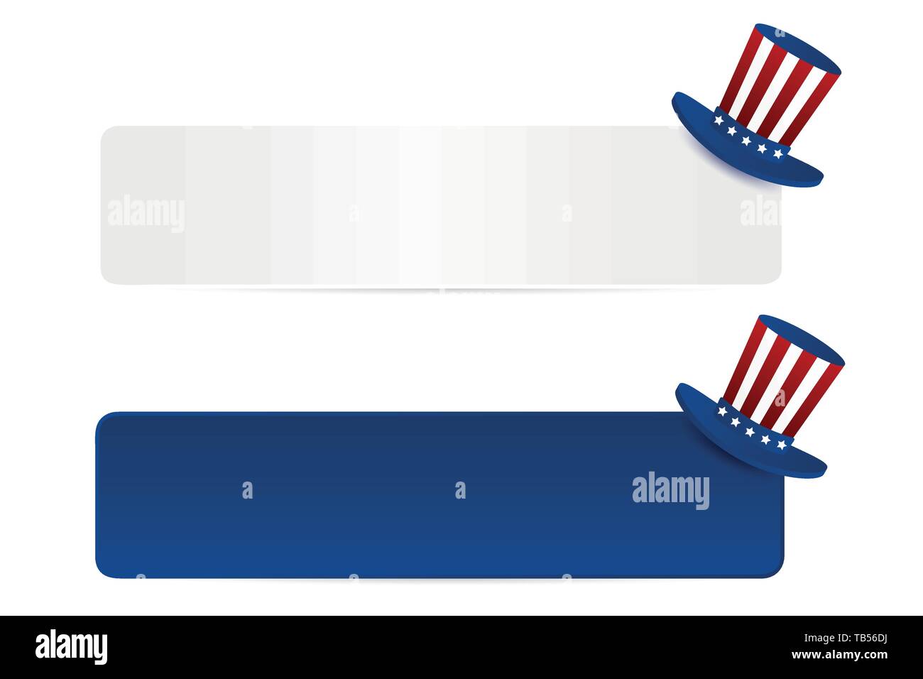 Weiß und Blau Papieretikett mit Hut in der amerikanischen Flagge style usa Vektor-illustration EPS 10. Stock Vektor