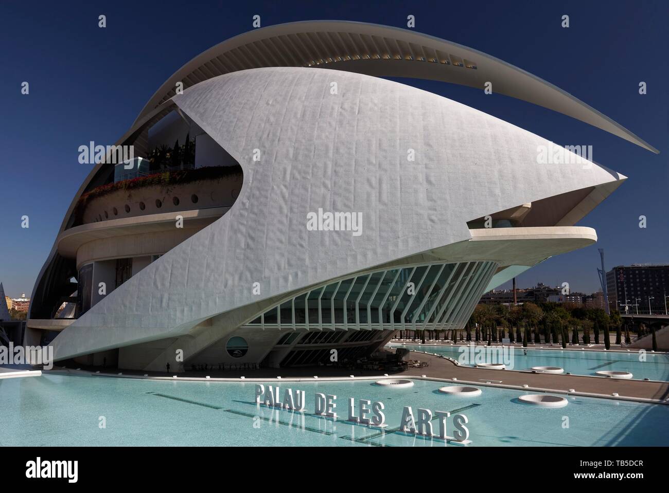 Oper, Palau de les Arts Reine Sofia, CAC, Ciudad de las Artes y de las Ciencias, Architekten Santiago Calatrava, Valencia, Spanien Stockfoto