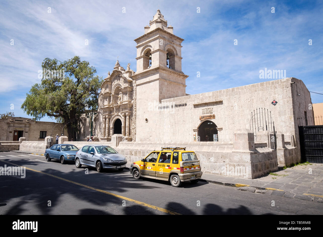 Kirche von San Juan Bautista de Yanahuara oder einfach Kirche von Yanahuara in Arequipa, Peru Stockfoto