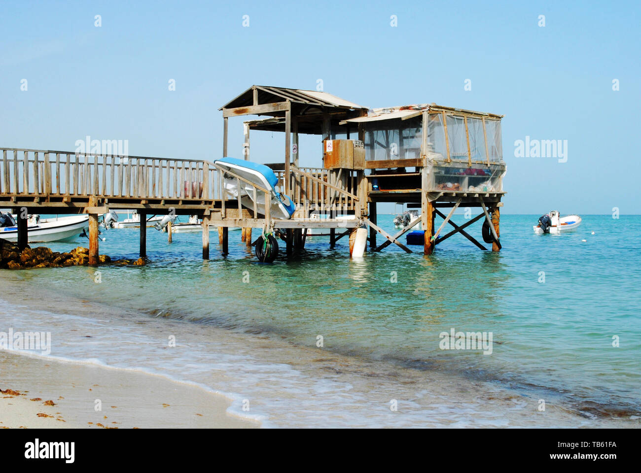 Fisherman's Cottage am Strand Stockfoto