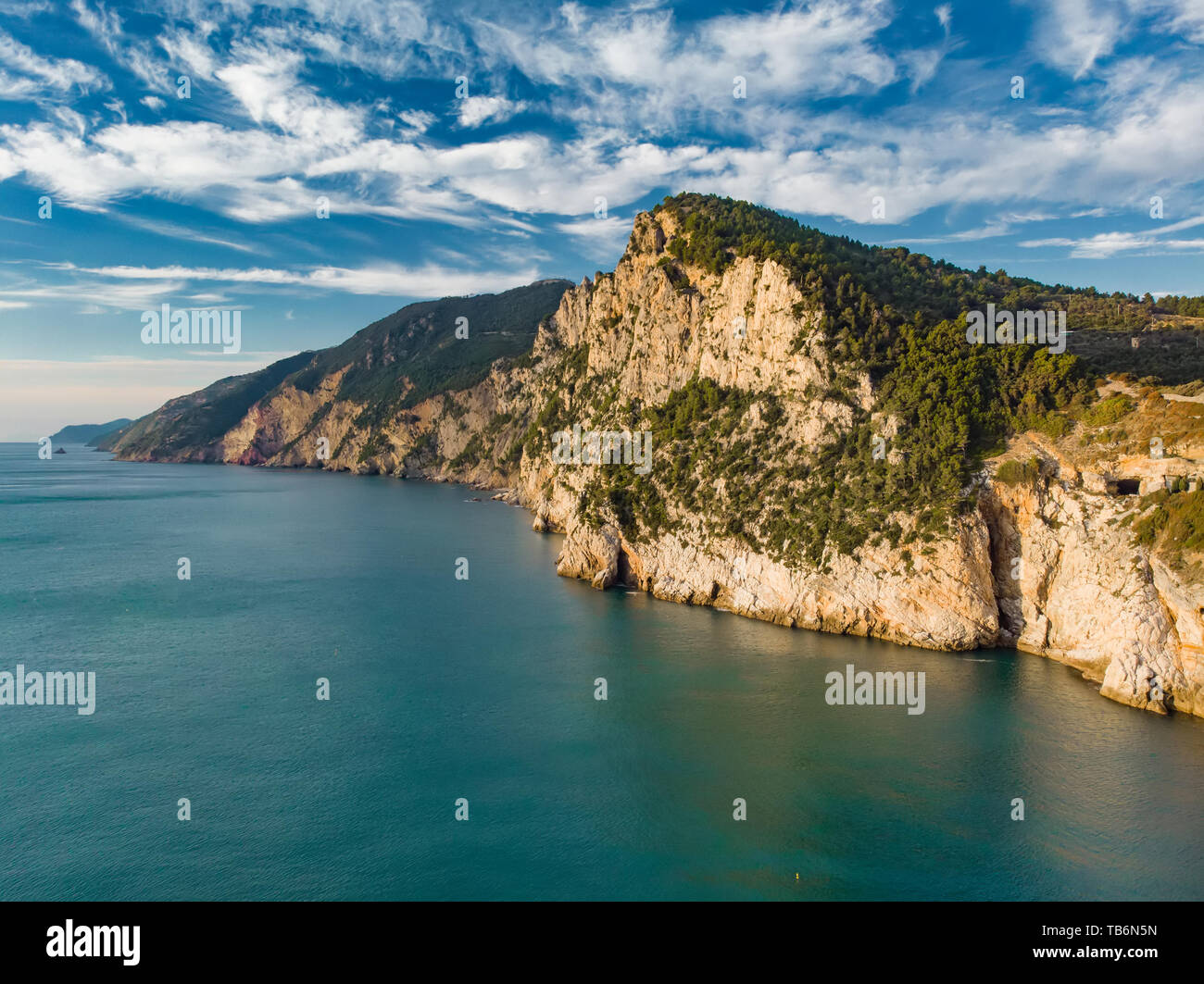 Schöne Aussicht auf den malerischen zerklüftete Küste in Porto Venere Dorf an der ligurischen Küste im Nordwesten Italien Stockfoto