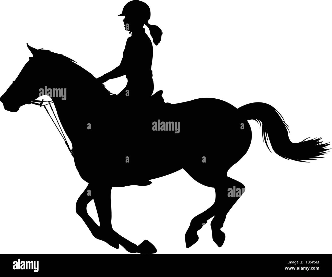 Junge Frau ein Pferd reiten Silhouette-Vektor Stock Vektor