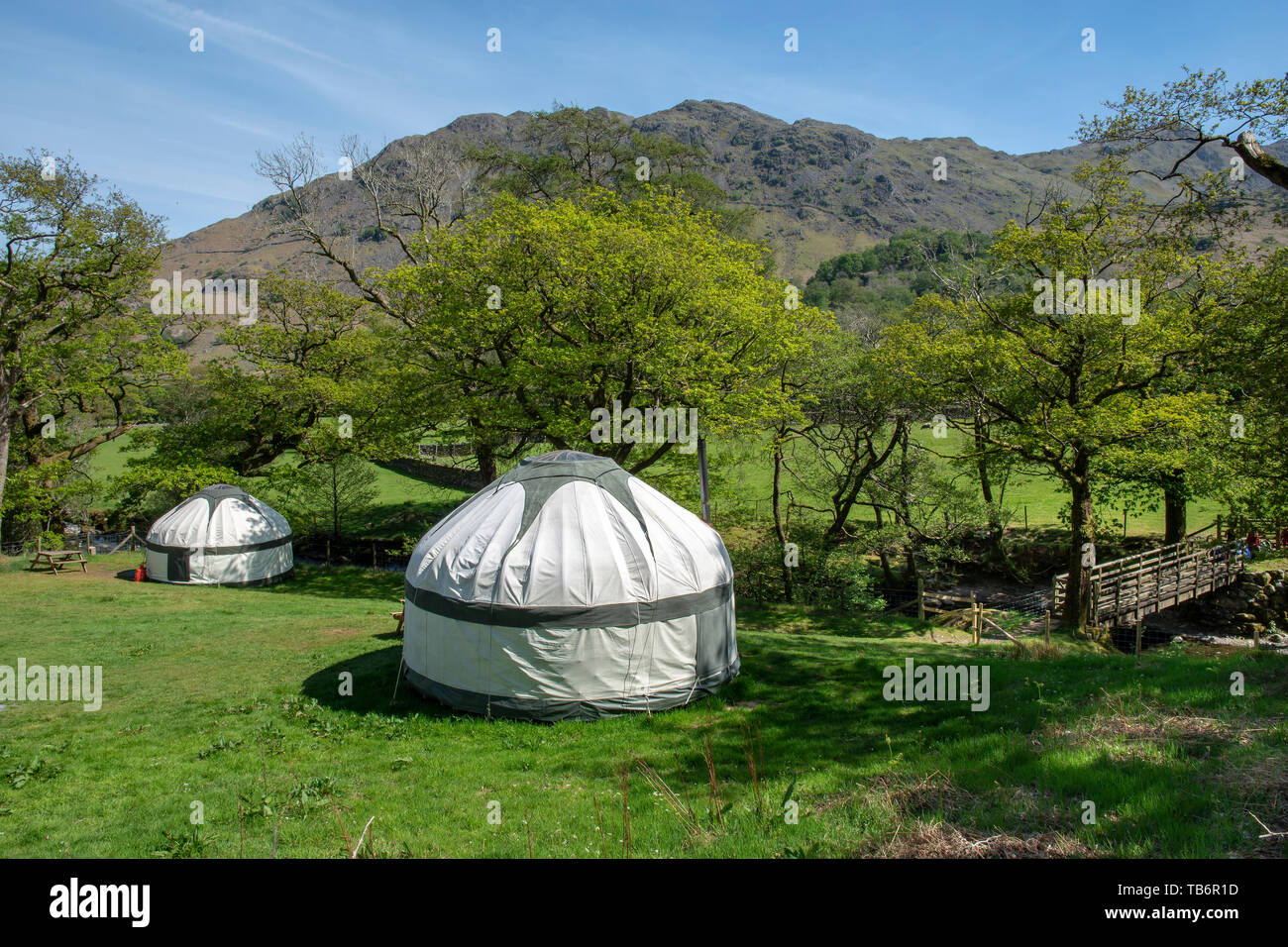 Ideal für Camping in einer Jurte Seatoller, Borrowdale, Nationalpark Lake District, Cumbria, England Großbritannien Stockfoto