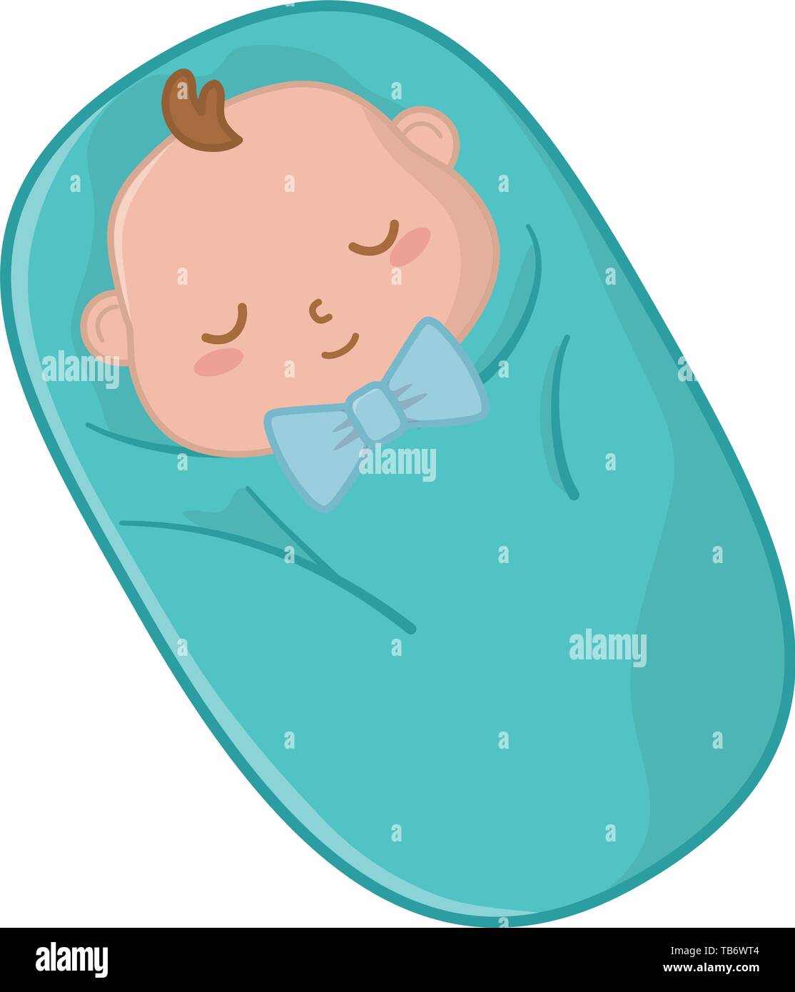 Baby schlafend geschützten auf Blau mit Schleife Vector Illustration graphic design Stock Vektor