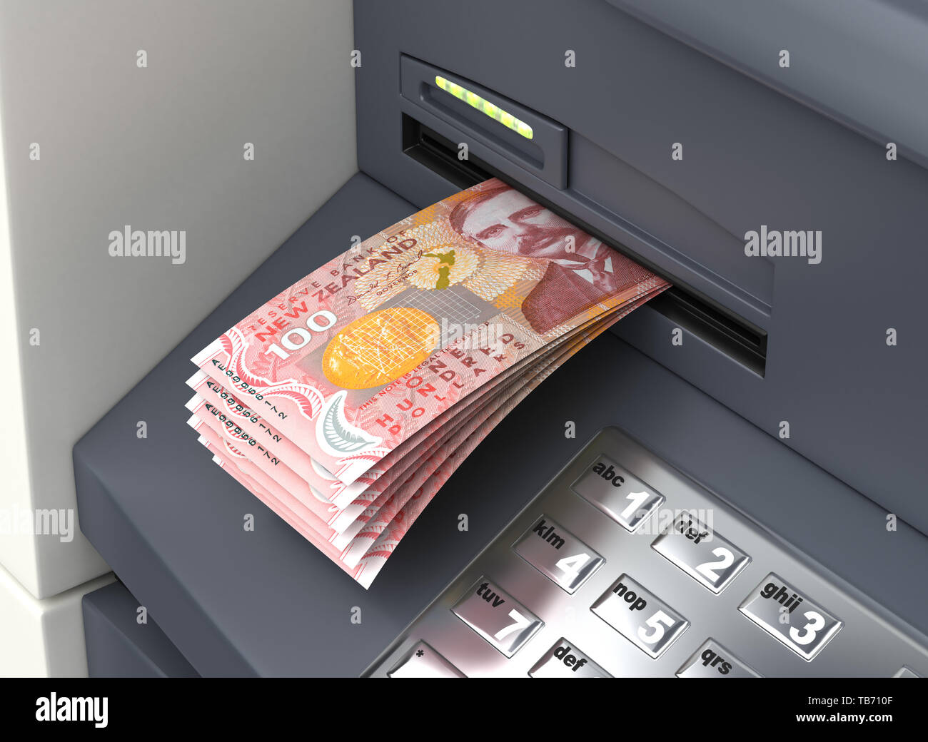 Widerrufsrecht Neuseeland Dollar aus dem ATM Stockfoto