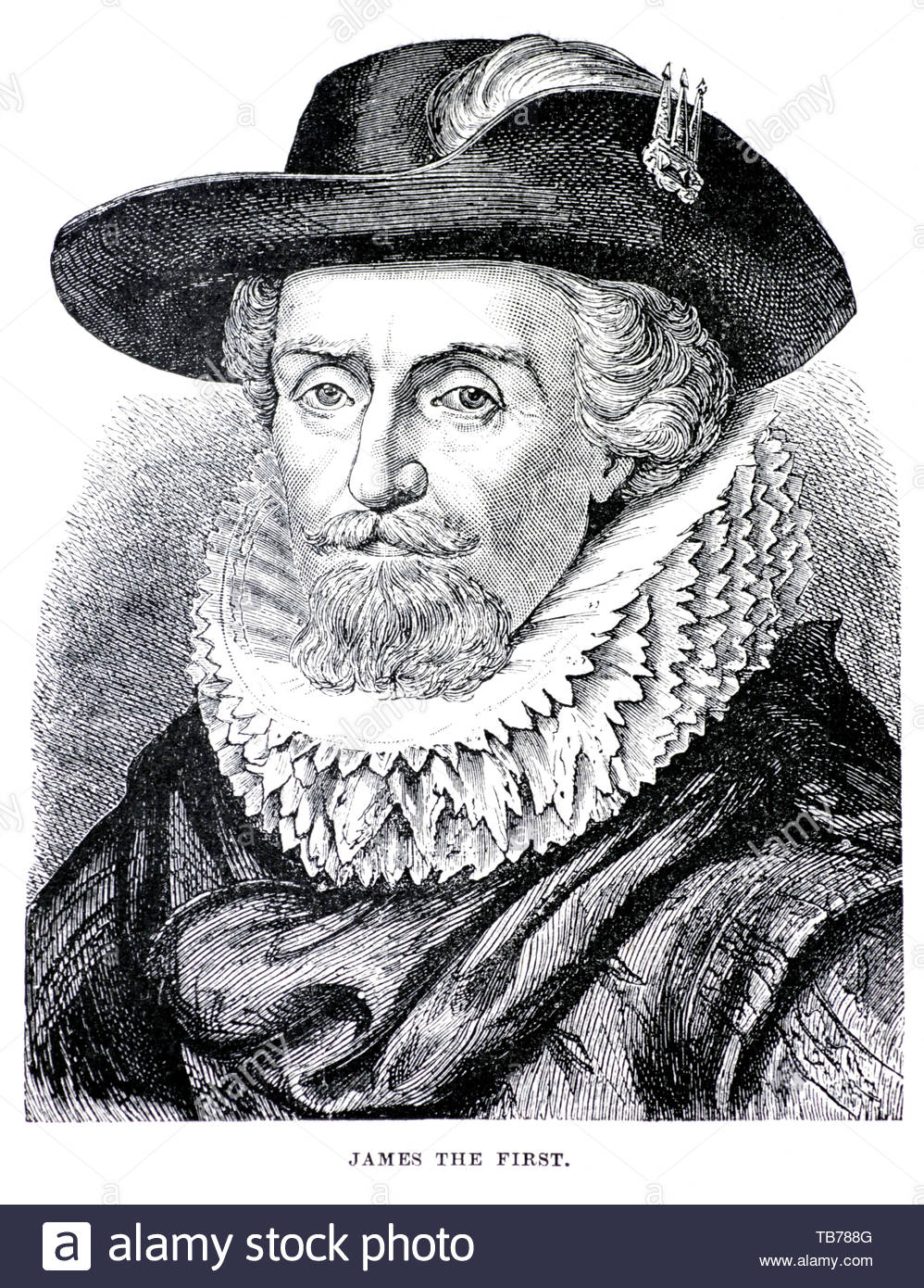 James VI und I, 1566 - 1625, König von Schottland als James VI vom 24. Juli 1567 und der König von England und Irland als James I von der Vereinigung des schottischen und englischen Kronen am 24. März 1603 bis zu seinem Tod im Jahr 1625 Stockfoto