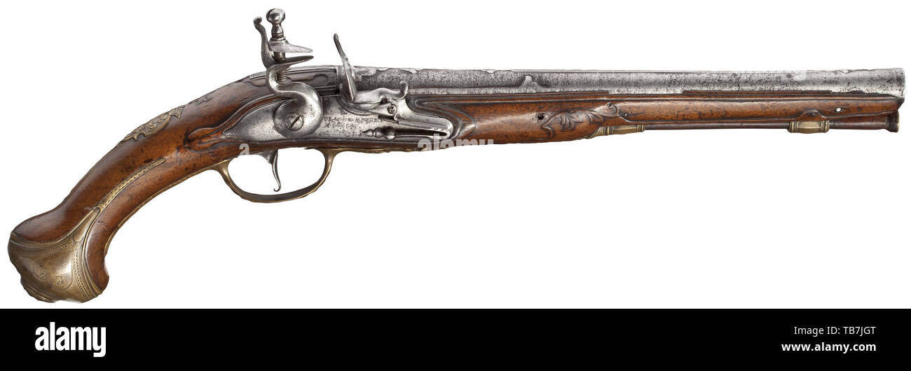 Handfeuerwaffen, Pistolen, musketen Pistole Kaliber 14 mm, Claude Niquet, Lüttich, Belgien, ca. 1740, Additional-Rights - Clearance-Info - Not-Available Stockfoto