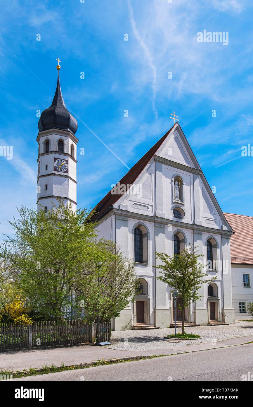 Klosterkirche St. Johann Baptist, in der Nähe von tuntenhausen Beyharting, Oberbayern, Bayern, Deutschland Stockfoto