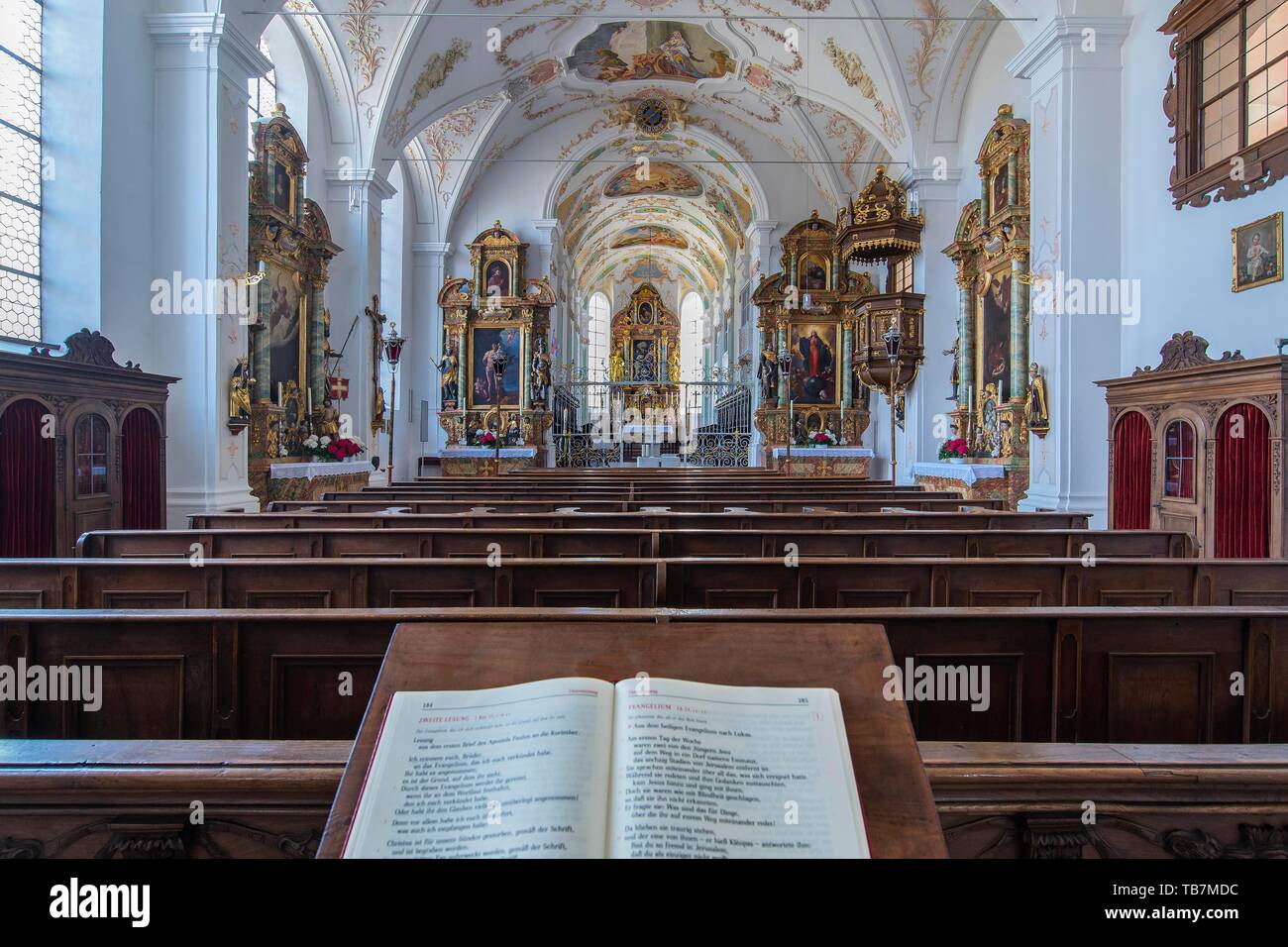 Interieur, Klosterkirche St. Johann Baptist, in der Nähe von tuntenhausen Beyharting, Oberbayern, Bayern, Deutschland Stockfoto
