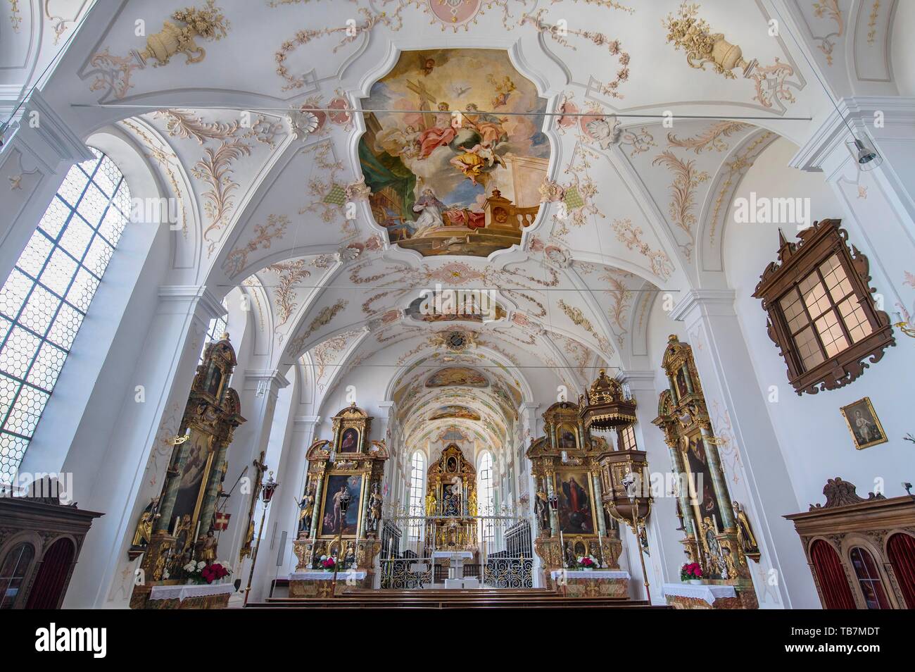 Interieur, Klosterkirche St. Johann Baptist, in der Nähe von tuntenhausen Beyharting, Oberbayern, Bayern, Deutschland Stockfoto