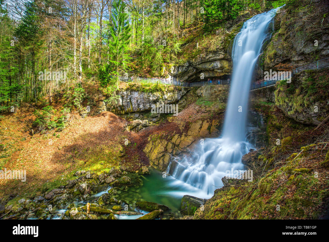 Giessbach Wasserfall auf dem Brienzersee in der Nähe von Interlaken, Brienz, Schweiz, Europa. Stockfoto