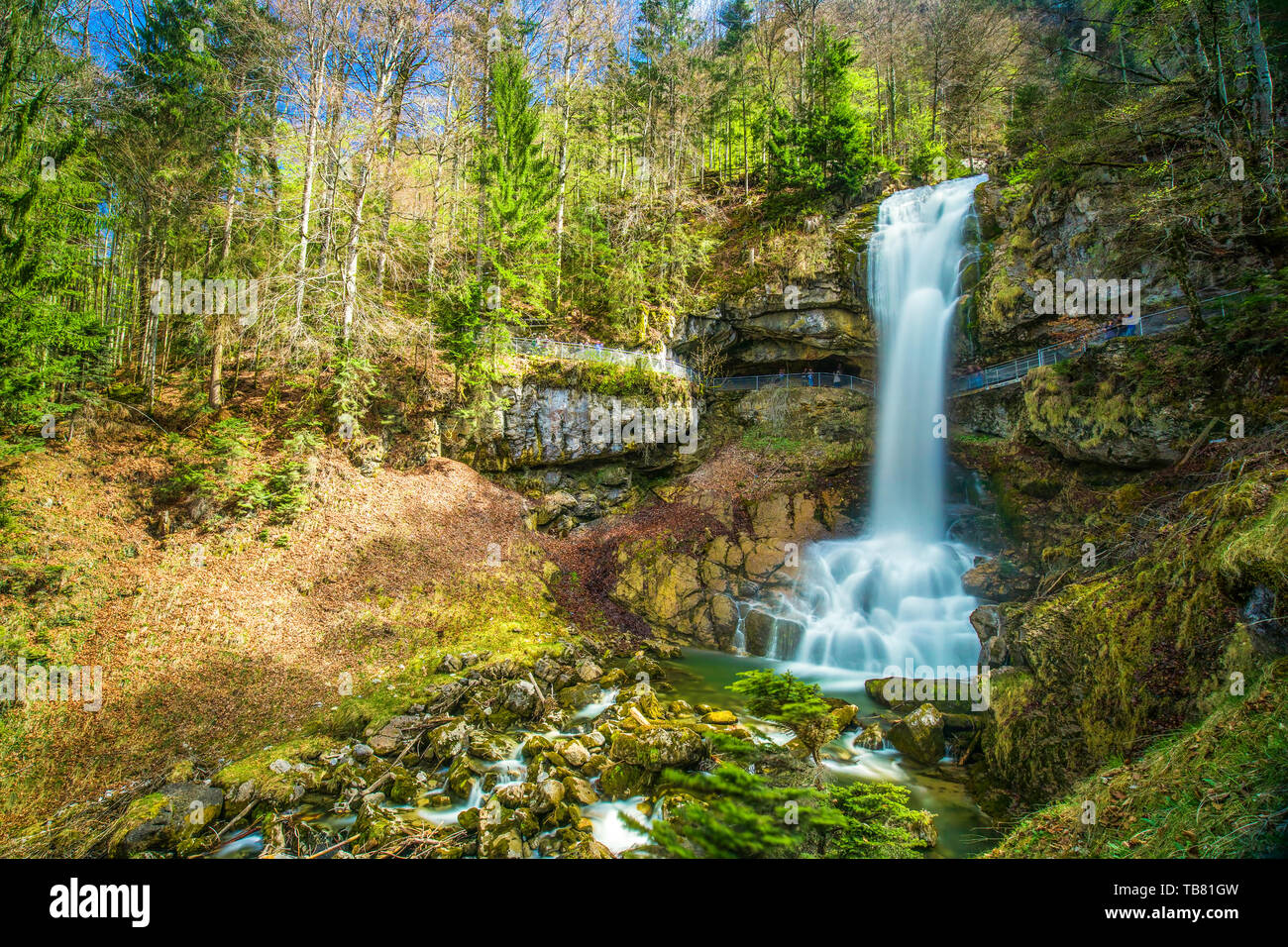 Giessbach Wasserfall auf dem Brienzersee in der Nähe von Interlaken, Brienz, Schweiz, Europa. Stockfoto