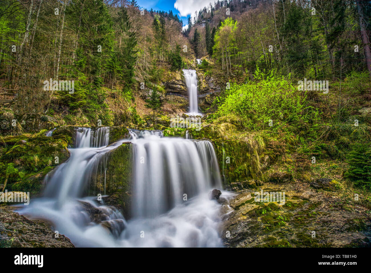 Giessbach Wasserfall auf dem Brienzersee in der Nähe von Interlaken, Brienz, Schweiz, Europa. Stockfoto