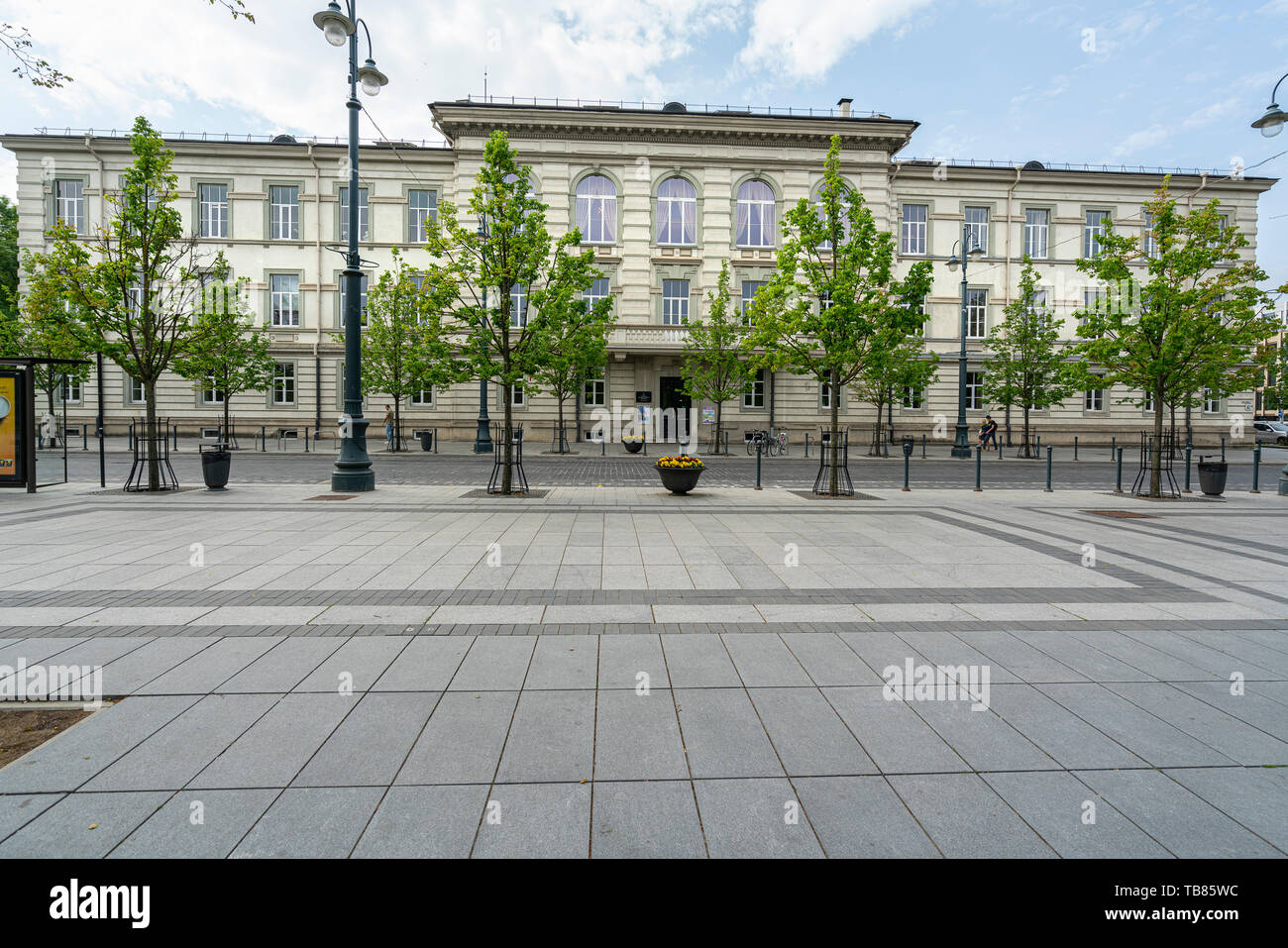 Vilnius, Litauen. Mai 2019. Ein Blick auf den Palast der litauischen Akademie für Musik und Theater Stockfoto