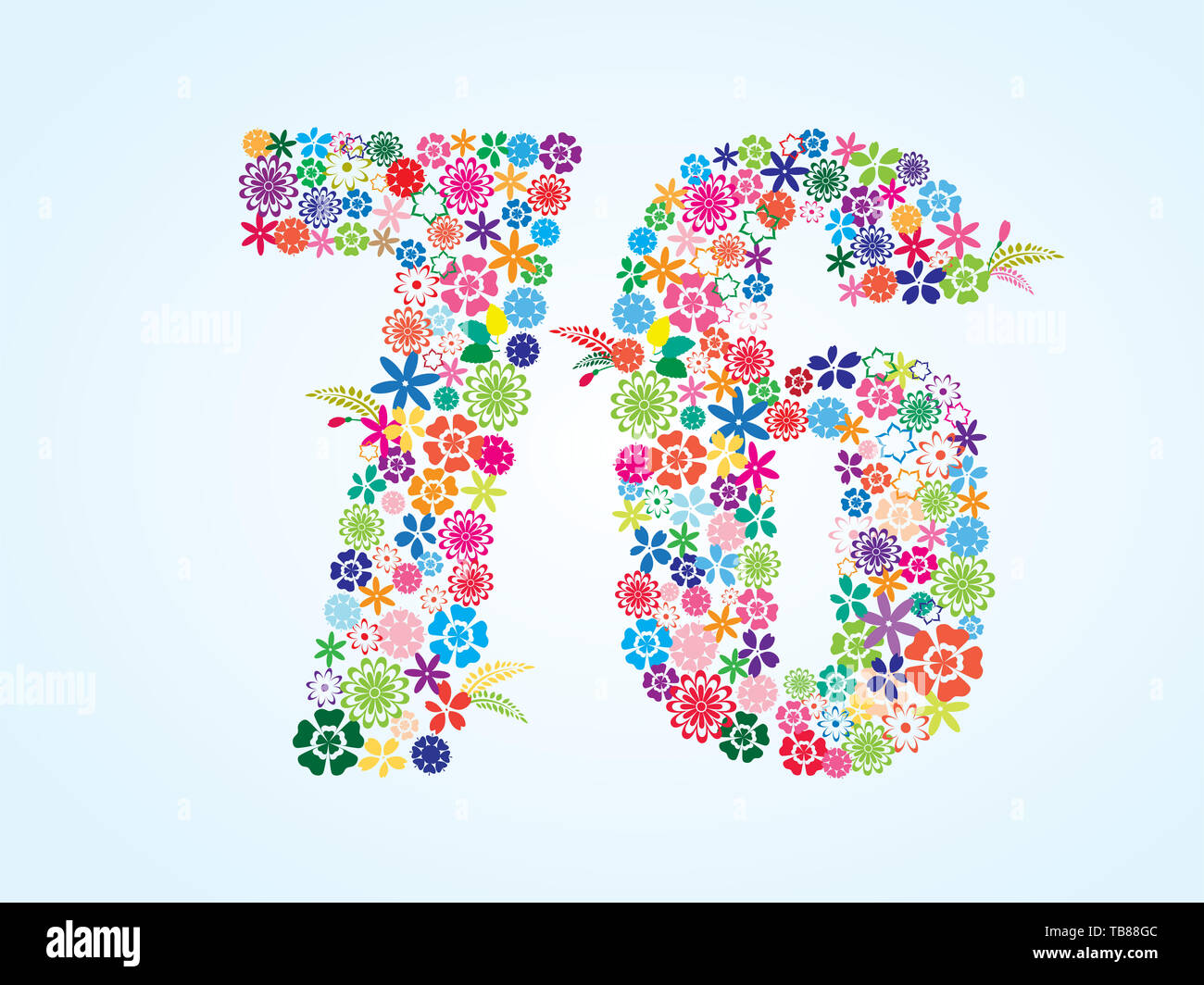 Vektor Bunte, mit Blumenmustern 76 Anzahl Design isoliert auf weißem Hintergrund. Blumen Anzahl 70 6 Vector Schriftbild. Stockfoto