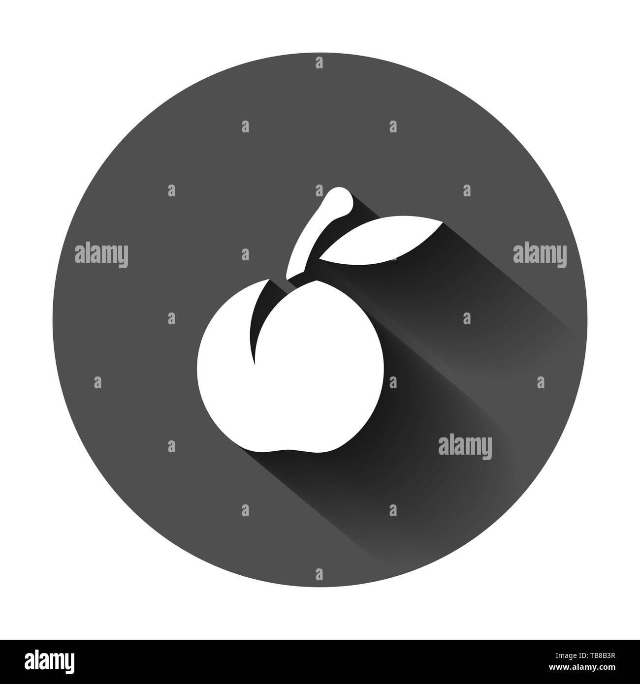 Aprikosen Obst Symbol im flachen Stil. Pfirsich dessert Vector Illustration auf schwarzen Hintergrund mit langen Schatten. Organische dessert Geschäftskonzept. Stock Vektor