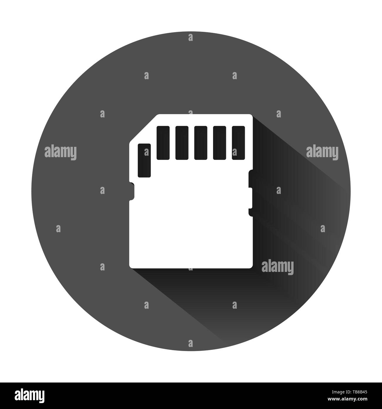 Micro-SD-Symbol im flachen Stil. Speicherchip Vector Illustration auf schwarzen Hintergrund mit langen Schatten. Storage Adapter Business Konzept. Stock Vektor