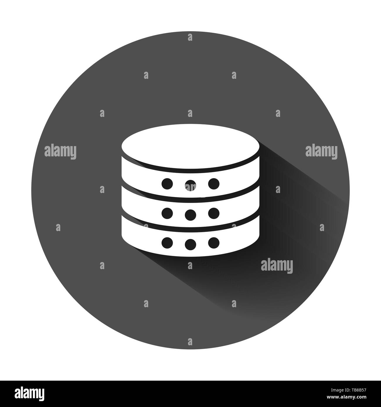 Data Center Symbol im flachen Stil. Server Vector Illustration auf schwarzen Hintergrund mit langen Schatten. Business Security Konzept. Stock Vektor