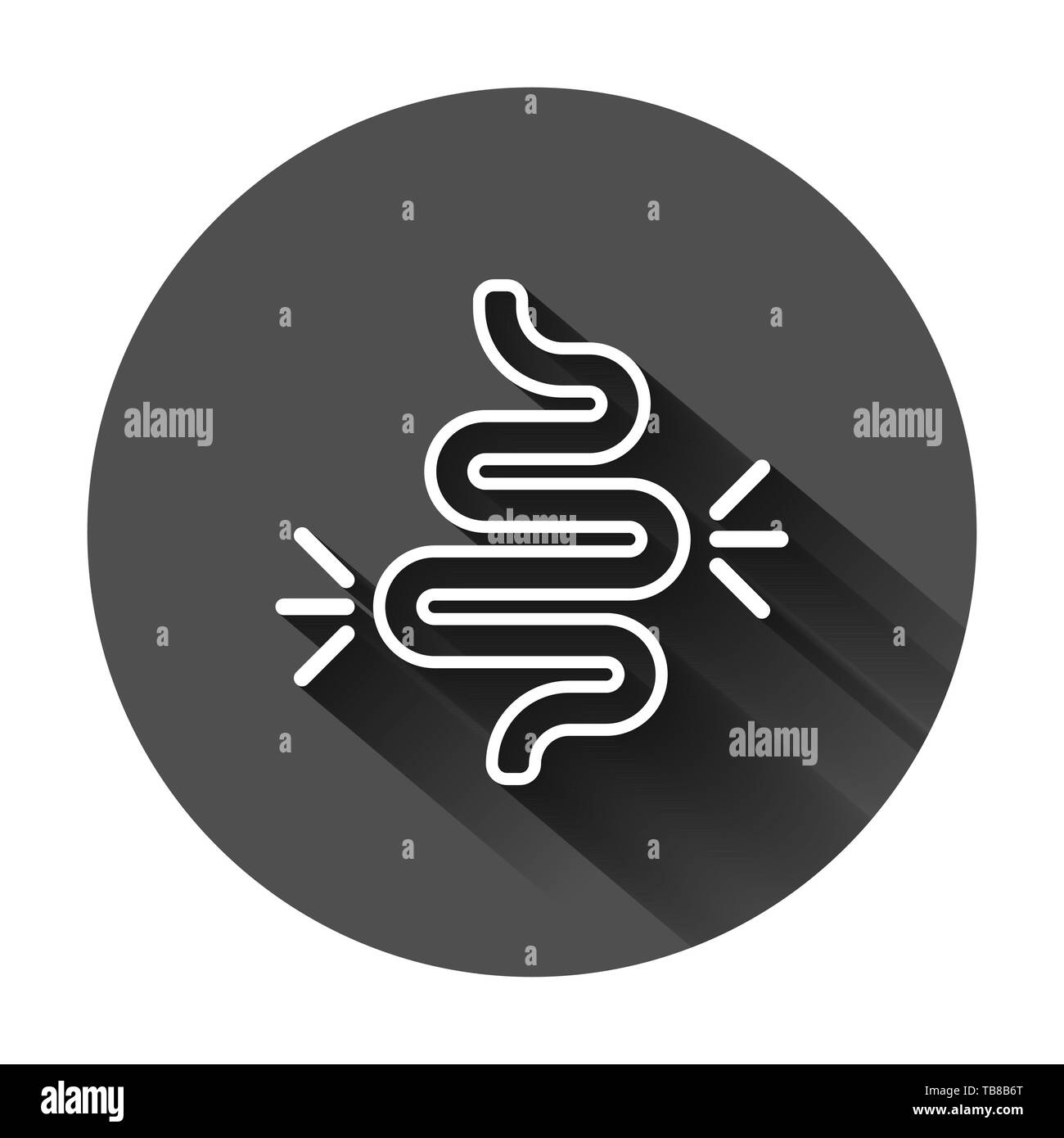 Darm Verstopfung Symbol im flachen Stil. Colitis Vector Illustration auf schwarzen Hintergrund mit langen Schatten. Magen Geschäftskonzept. Stock Vektor