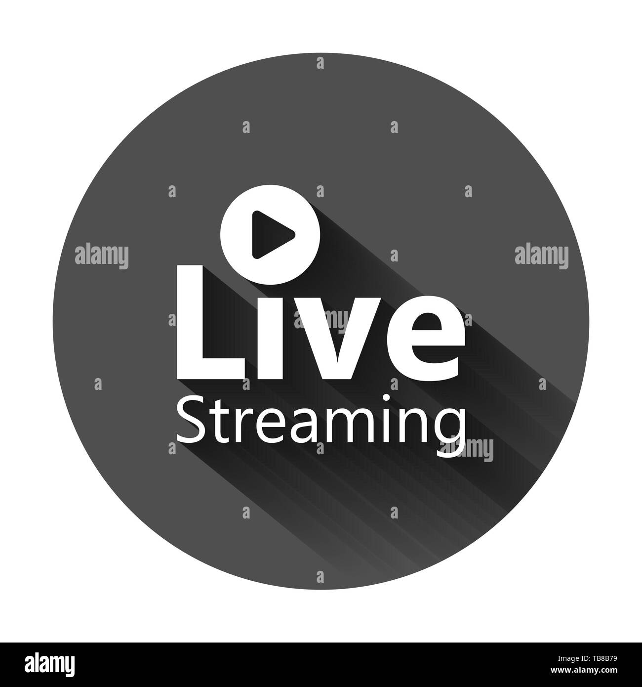 Live video Icon im flachen Stil. Streaming-tv Vector Illustration auf schwarzen Hintergrund mit langen Schatten. Broadcast Business Konzept. Stock Vektor