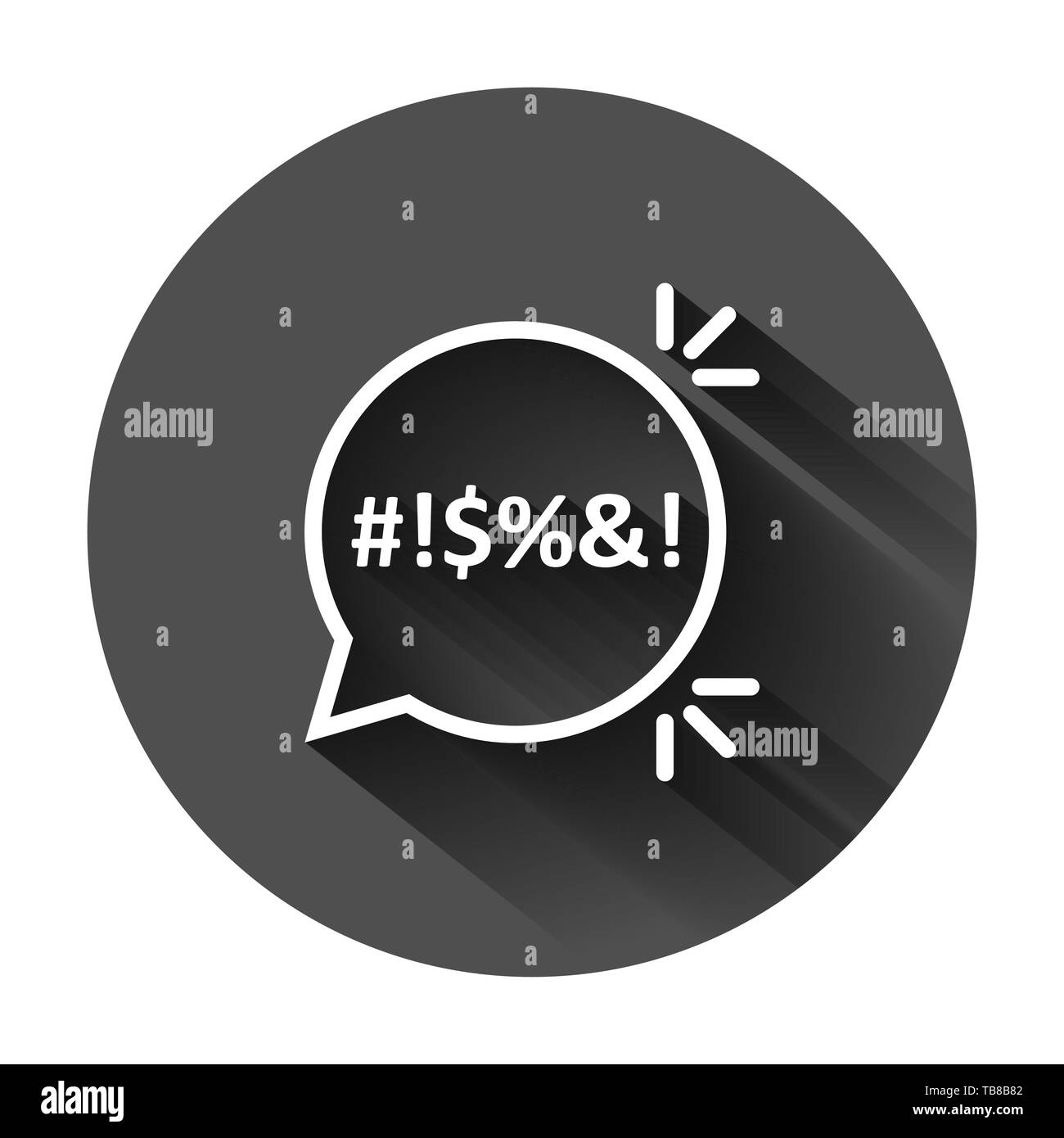 Shout Sprechblasen-symbol im flachen Stil. Beschweren Vector Illustration auf schwarzen Hintergrund mit langen Schatten. Wütend emotion Business Konzept. Stock Vektor