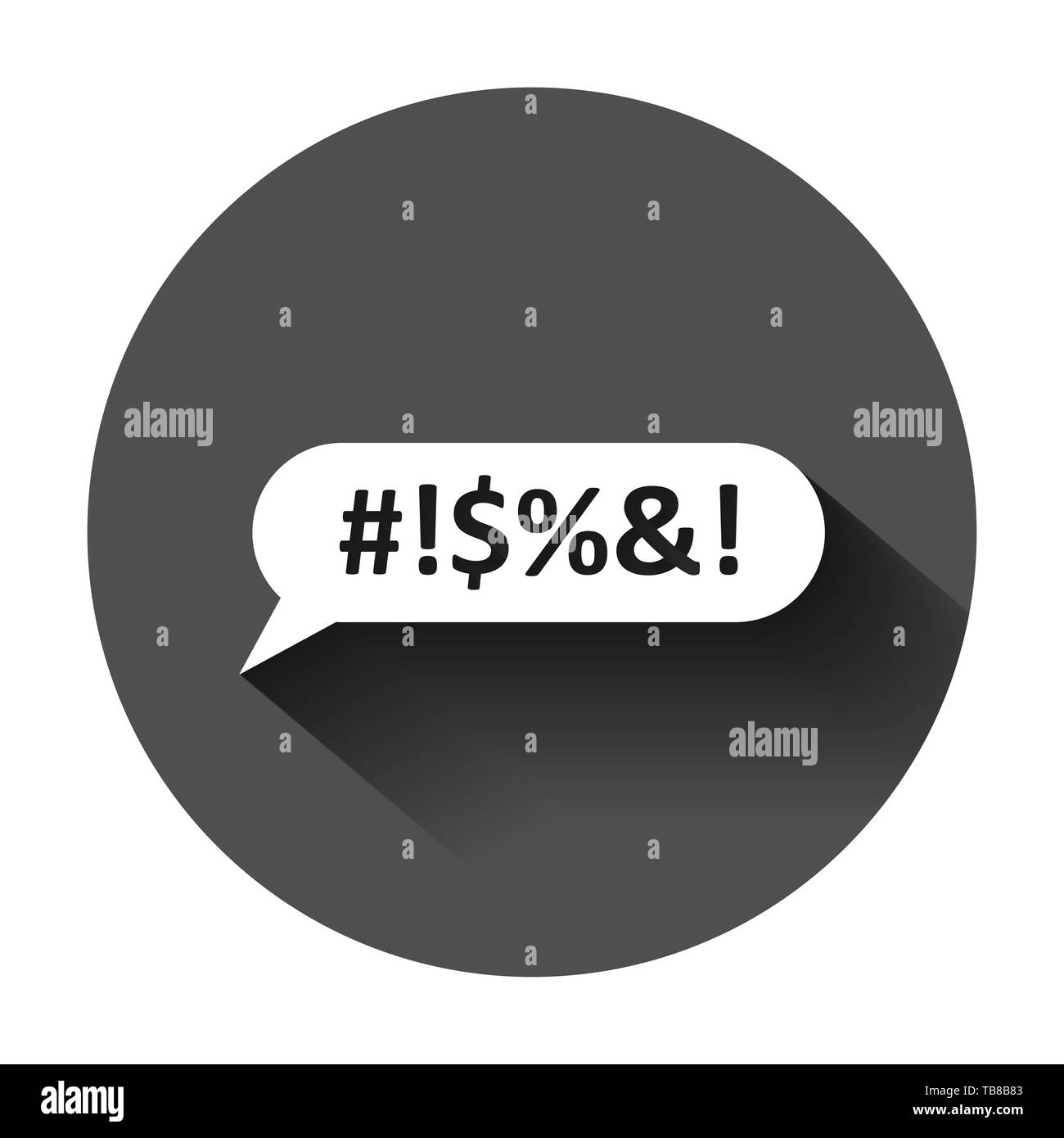 Shout Sprechblasen-symbol im flachen Stil. Beschweren Vector Illustration auf schwarzen Hintergrund mit langen Schatten. Wütend emotion Business Konzept. Stock Vektor