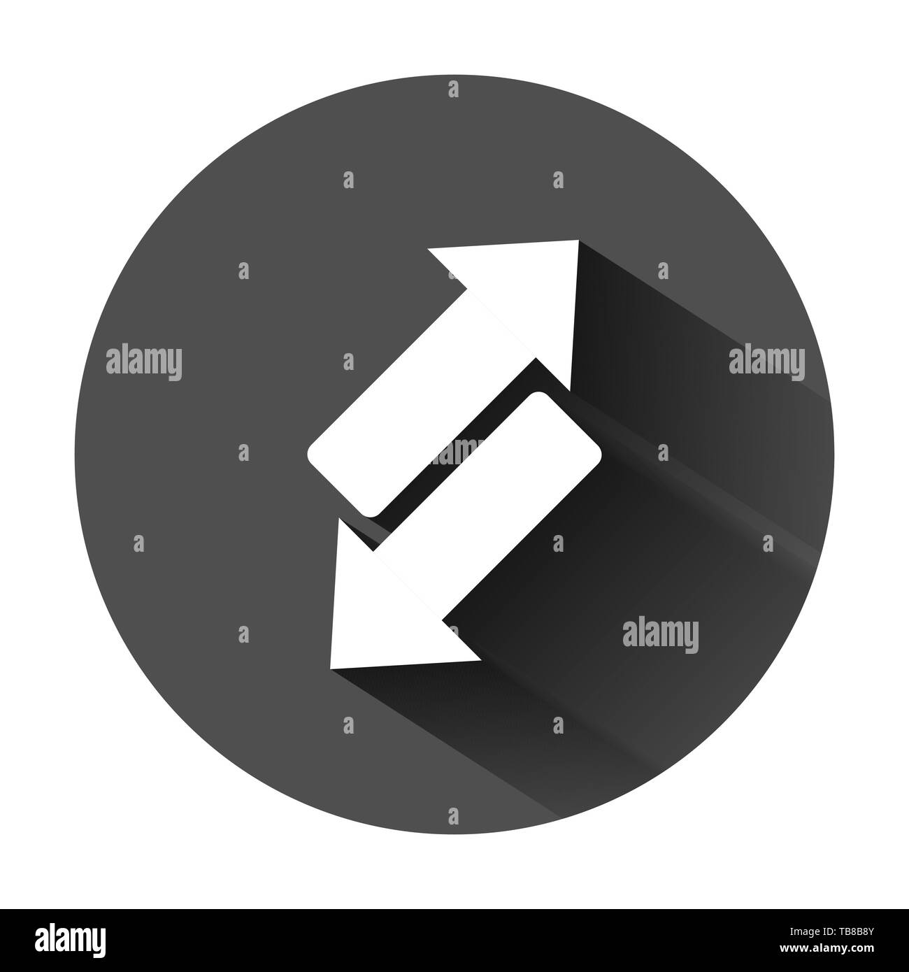 Umgekehrter Pfeil Symbol im flachen Stil. Aktualisieren Vector Illustration auf schwarzen Hintergrund mit langen Schatten. Laden Geschäftskonzept. Stock Vektor