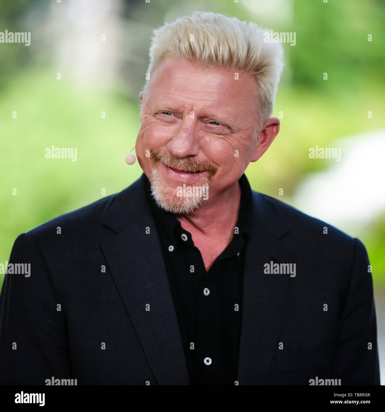 31. Mai 2019, Frankreich (France), Paris: Tennis: Grand Slam/ATP Tour, French Open: Drei mal Wimbledon-sieger Boris Becker als Kommentator Lächeln im TV-Studio. Foto: Frank Molter/dpa Stockfoto