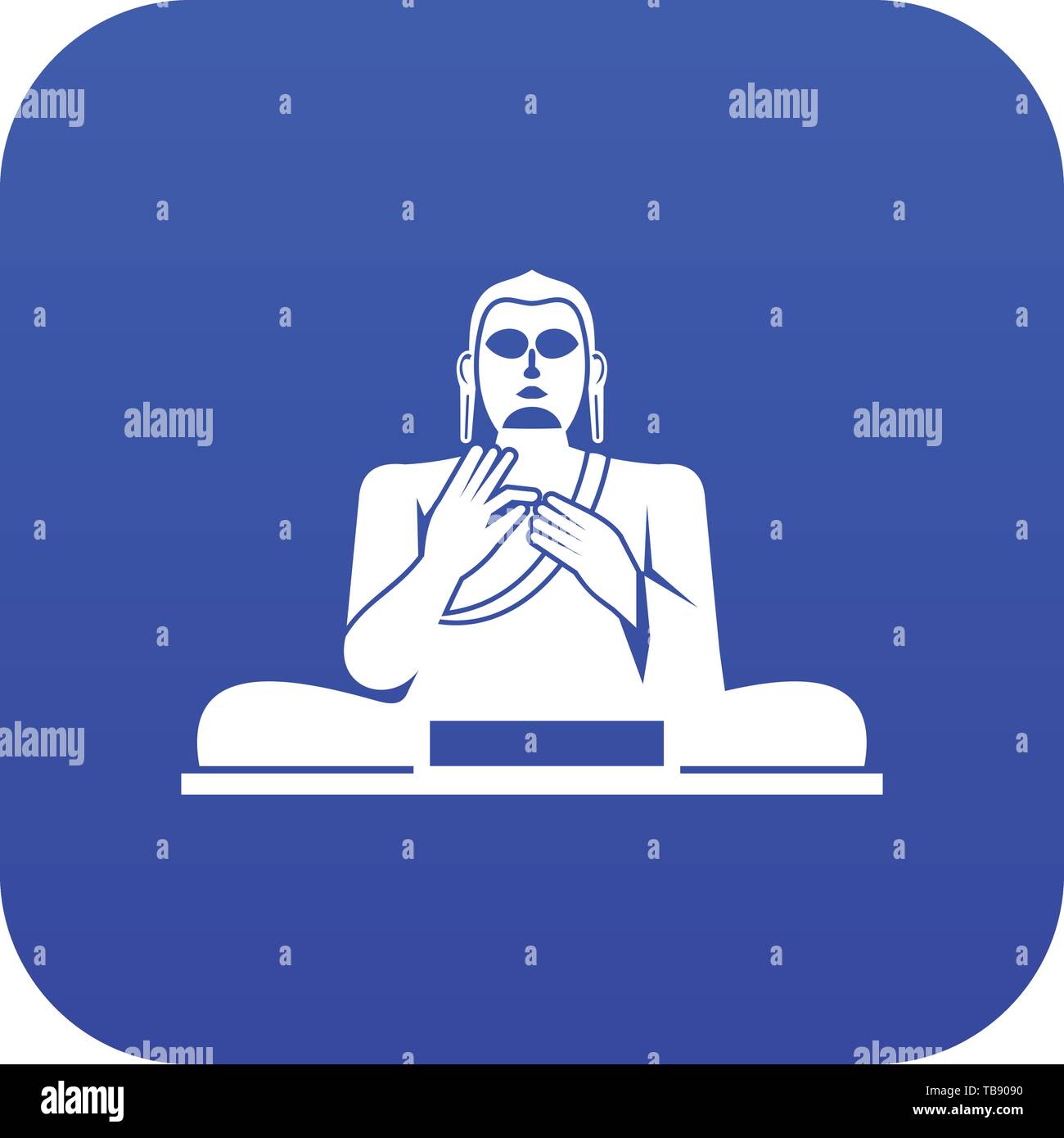 Buddha Statue Symbol digital Blau Stock Vektor