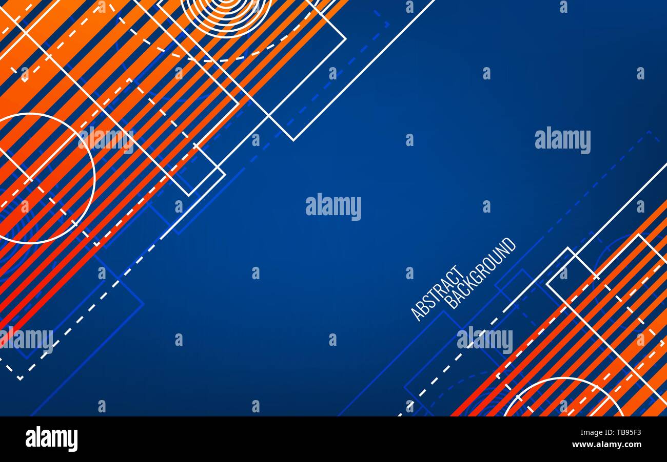 Abstrakte geometrische Hintergrund. Zufällige weiß Formen und Linien. Blau und orange Konzept. Moderne, helle Kulisse. Trendy Vector Illustration. Stock Vektor