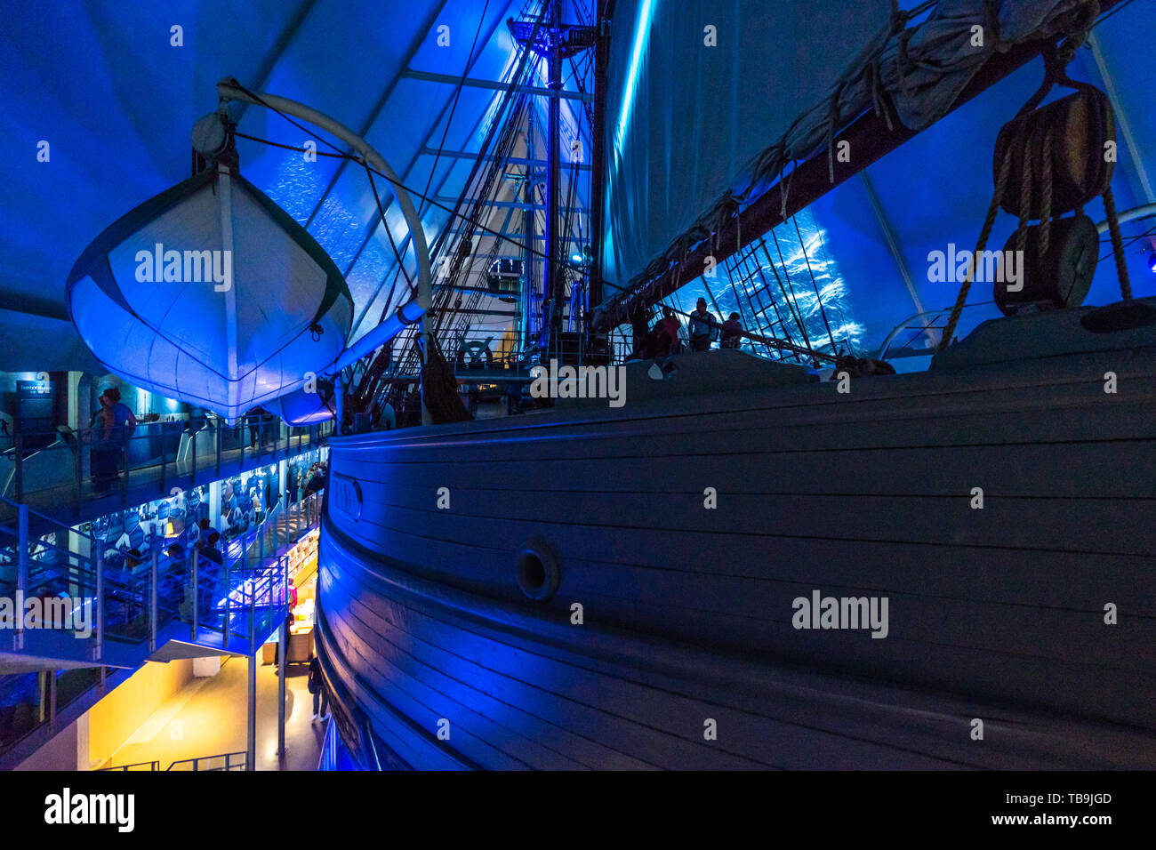 Seitliche Sicht auf das Polarschiff Fram von norwegischen Forschern in den polaren Expeditionen verwendet, Oslo, Norwegen Stockfoto