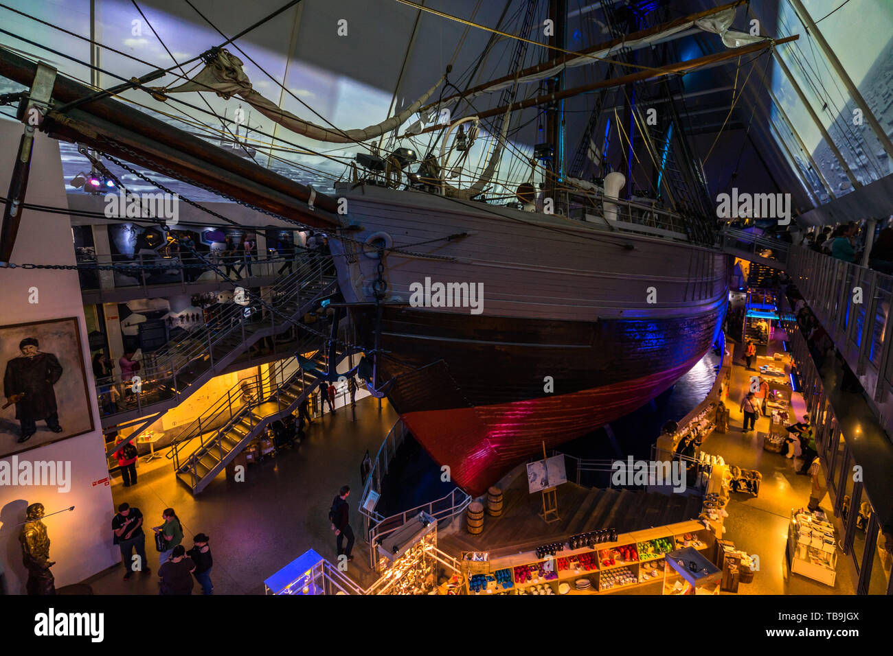 Fram Museum (Frammuseet) enthält das Polarschiff Fram und erzählt die Geschichte des Norwegischen Polar Exploration. Oslo, Norwegen, August 2018 Stockfoto