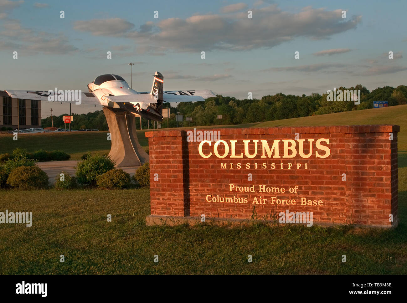 Eine Cessna T-37 Tweet ist Teil der Static Display in der Innenstadt von Columbus, Mississippi. Die T-37 diente als Trainer Ebene für die US Air Force Kadetten. Stockfoto