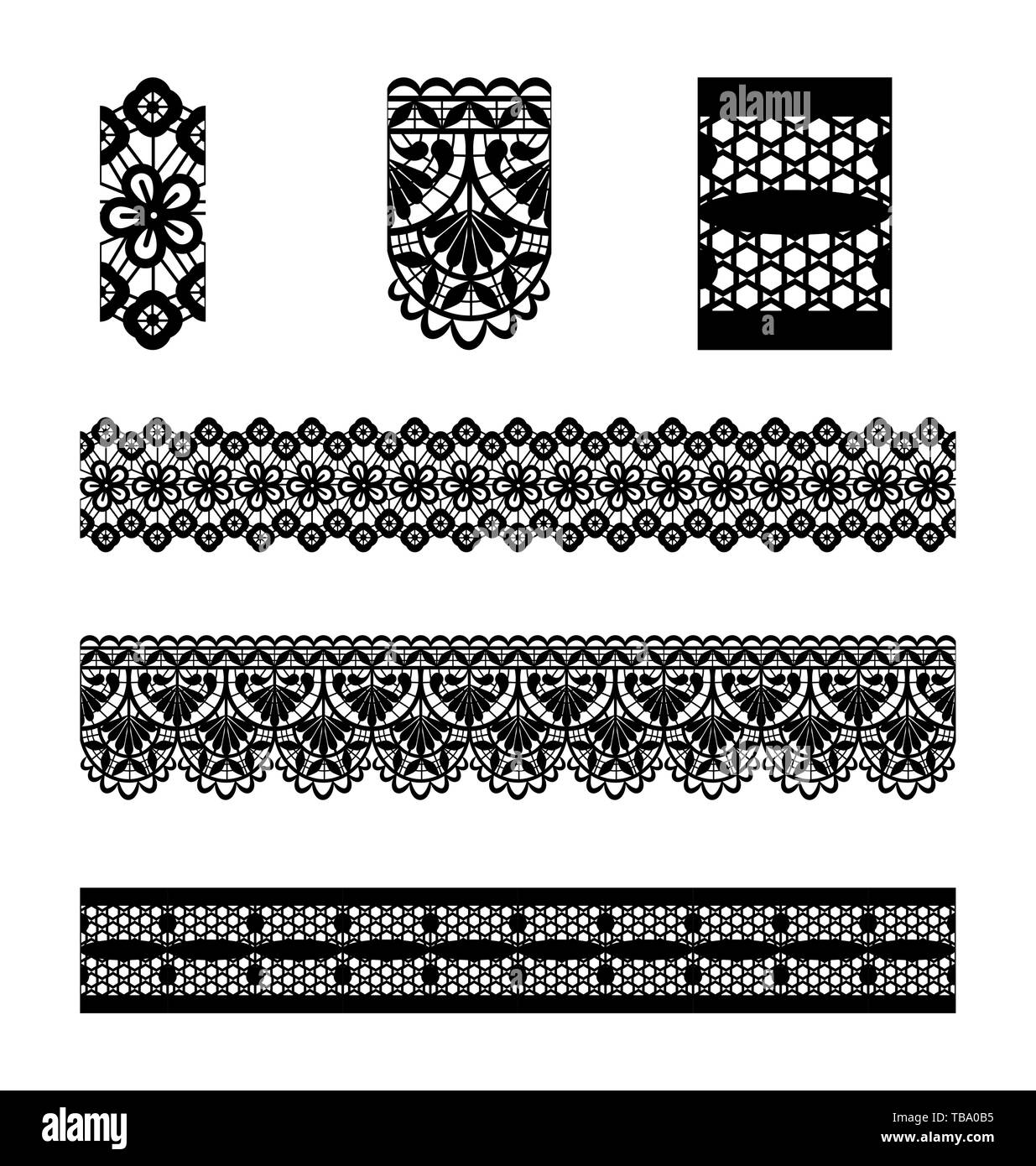 Verkleidung stickerei Spitze und Elemente Vector Illustration Stock Vektor