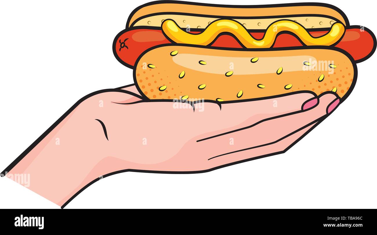 Hand Hot dog Symbol cartoon Vector Illustration graphic design Stock Vektor